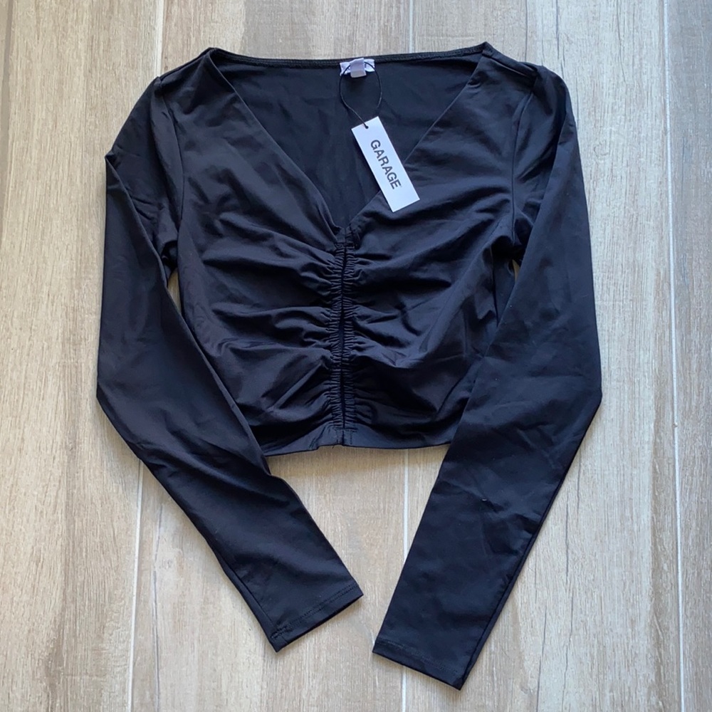 Garage clothing black keyhole long sleeve top